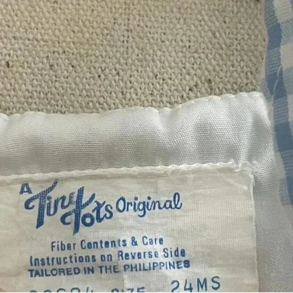 Vintage Tiny Tots Blue Gingham Embroidered Cat Overall Romper 24Mo - Picture 6 of 7